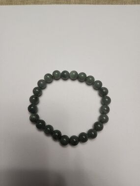 Green Water Jade Beaded Stretch Bracelet 7mm 6 1/4